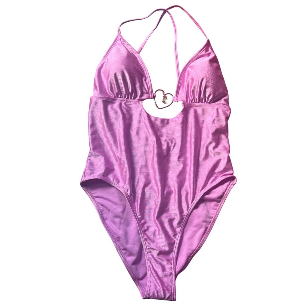 Juicy Couture Pink Shine Heart Monokini Gold Tone Charm Size XL NWT
